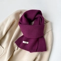 Sciarpa in maglia 100% lana viola scuro con bordi a coste e trama raffinata - 155*20cm / Viola (ZW029)