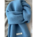Sciarpa in maglia blu 100% lana con etichetta in tessuto bianco e consistenza morbida - 155*20cm / Blu Chiaro (ZW029)