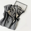Detail of vintage Paris map print on a soft black and white silk fashion scarf - 140x85x63cm / Black