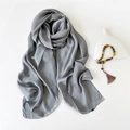 Elegant dark grey satin silk scarf with premium glossy finish on a clean white background - Gray