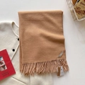 Élégante écharpe pashmina de couleur chameau avec de longues franges pour femme - Khaki