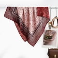 Deep red and pink paisley velvet square scarf with elegant double-sided pattern design - Pink Brown Paisley