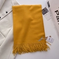 Écharpe jaune vif toucher cachemire avec longues franges, accessoire d'hiver chic - Jaune Tournesol