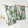Elegante sciarpa con stampa di palme e padiglioni su supporto in legno in casa - 110*110CM / Ombra Verde del Taj