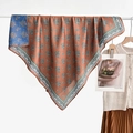 Caramel brown paisley velvet square scarf with elegant vintage patterns and silk finish - Regular Paisley