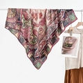 Large vintage paisley silk scarf in deep burgundy and emerald green patterns - Red Green Paisley