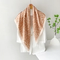 90cm satin square silk scarf featuring champagne rose floral patterns on a white blazer - 90x90cm / Orange