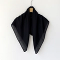 Solid black lightweight cotton linen hijab scarf on a wooden hanger with semi-sheer texture - 70*70cm / Black