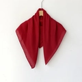 Solid red square cotton linen hijab scarf hanging on a minimalist wooden hanger - 70*70cm / True Red