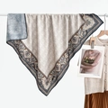 Elegant beige plaid scarf with vintage ethnic paisley pattern in blue and orange - Paisley Black Border