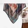 Vintage paisley and floral pattern square scarf in elegant beige and deep red silk - Paisley Persimmon
