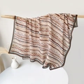 Sciarpa in chiffon stile boho con strisce geometriche e stampa etnica in toni caldi - 110*110CM / Nastro con Trama Marrone