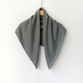 Deep grey solid color cotton-linen hijab scarf with premium herringbone weave texture - 70*70cm / Medium Grey