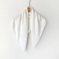 Solid white linen triangular scarf featuring natural texture on a wooden hanger - 70*70cm / White