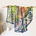 Sciarpa di seta stile etnico con motivi astratti e colori vivaci assortiti - 110*110CM / Fiori Colorati della Foresta Pluviale