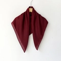 Burgundy solid color cotton linen hijab scarf hanging on a wooden hanger with clean drape - 70*70cm / Burgundy