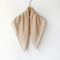 Elegant beige square headscarf in premium cotton linen with subtle herringbone texture - 70*70cm / Champagne