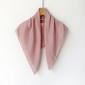 Elegant dusty pink square hijab scarf with fine herringbone texture on wooden hanger - 70*70cm / Pink