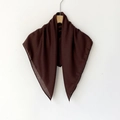 Solid deep coffee cotton linen scarf with soft herringbone texture and fringe edges - 70*70cm / Dark Coffee