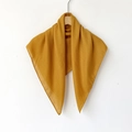 Ginger yellow square cotton linen hijab scarf with herringbone texture on a wooden hanger - 70*70cm / Turmeric