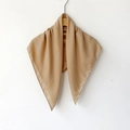 Light brown solid color scarf with subtle twill texture hanging on wooden hanger - 70*70cm / Khaki