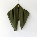 Deep green cotton linen solid color headscarf hanging on a wooden hanger with texture - 70*70cm / Dark Green