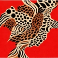 Fashionable red leopard print square silk scarf with bold animal patterns for women - 55cm / Red Leopard Print