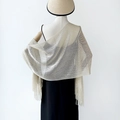 Elegant champagne gold metallic shawl with long fringe tassels for evening parties - Milky Yellow