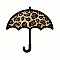 Detailansicht des Leopardenmuster-Regenschirms mit Textur und schwarzem J-förmigem Griff - 55cm / Leoparden Weiß Spleißen