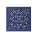 Square navy blue paisley bandana with white floral print and bohemian pattern style - 70x70 / Blue