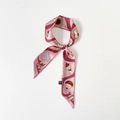 Schmales Seidentuch in Rosa und Kastanienbraun mit Dessert-Prints und Illustrationen - PD99-Rosa