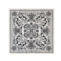 Elegant black and white paisley print square satin scarf with mandala floral patterns - 70x70 / Black