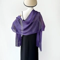 Elegant bright purple metallic shawl with long fringe tassels for evening party dresses - Purple
