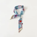 Foulard en soie bleu et rose avec motifs de crème glacée et zèbre pour sac - PD99-Bleu