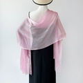Elegant pink metallic glitter shawl with fringes on mannequin for party wear - Pink