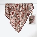 90cm square silk scarf with dark red floral pattern and herringbone check print - Color 10