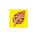 Detailed view of square scarf with giraffe pattern leaf print and yellow backdrop - Small / Main Image Color