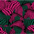 Carré de soie à imprimé zèbre rose et vert avec un motif pop art moderne élégant - Petit / Rose et Vert