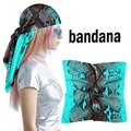 Bandana à imprimé serpent numérique vert néon et noir, foulard de mode urbaine - 55cm / Imprimé Serpent Bleu Sarcelle Vif et Brun (102315)