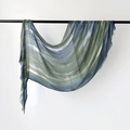 Lightweight gradient scarf in green, blue, and white tie-dye stripes with frayed edges - Green To Blue Gradient