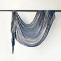 Blue and grey gradient striped viscose long shawl with delicate fringed edges - Grey Blue Gradient
