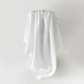 Elegant white pleated square scarf with a minimalist crinkle texture and cotton-linen feel - White