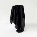 Elegant black pleated square scarf for women with lightweight wrinkled cotton-linen texture - Black