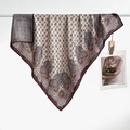 Elegant 90cm paisley silk scarf in burgundy and beige with geometric flower patterns - Color 20