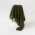 Dark green pleated square scarf with fine accordion texture and silky finish - Large / Army Green