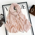 Macro detail of soft pink linen-feel chiffon scarf draped over a fashion display board - 185*90cm / Pink (M8946)