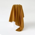 Elegant mustard yellow pleated square scarf with fine vertical wrinkles and soft drape - Large / Turmeric