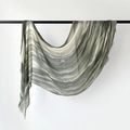 Gray and beige gradient viscose long scarf with delicate fringe edge for women - Green Gradient