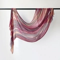 Lightweight gradient hijab shawl in red, purple and gray with frayed tassel edges - Rose Red Gradient