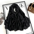 Solid black chiffon shawl for women with lightweight texture on a white Vogue board - 185*90cm / Black (M8946)